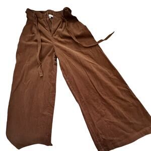 Freemarket Women's Brown Belted Corduroy Wide Leg Pants Size Large
